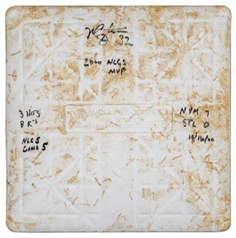 From Game That Sent Mets To The 2000 World Series! - New York Mets vs St. Louis Cardinals NLCS Game 5 Used 3rd Base Used on 10/16/00 & Signed/Inscribed by NLCS MVP Mike Hampton (Tristar)